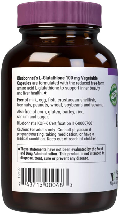 Bluebonnet Nutrition L-Glutatión 100mg – Aminoácido Libre – Protección Antioxidante – 30 Cápsulas Veganas – Image 3