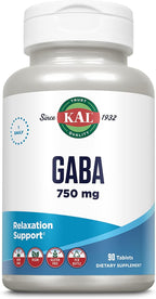 KAL GABA Suplemento para la Relajación, 90 Comprimidos - Vegano, Sin Gluten