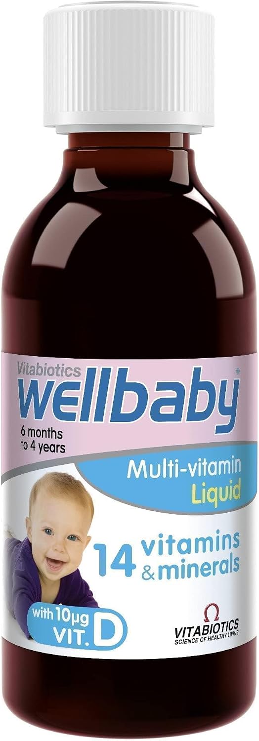 Vitabiotics Wellbaby Multi-Vitamin Liquid – Multivitamínico para bebés de 6 meses a 4 años, 150 ml