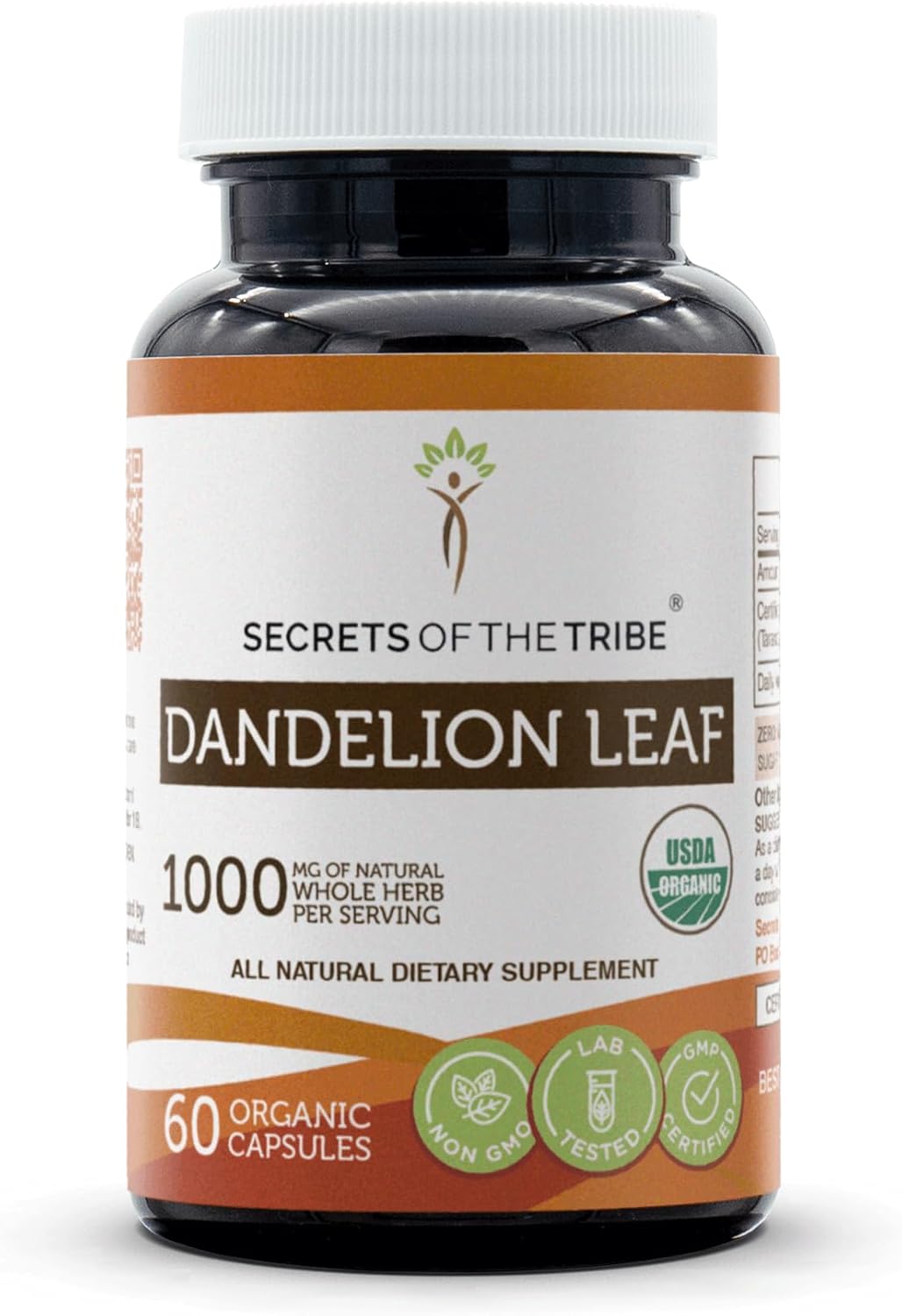 Cápsulas de Hoja de Diente de León Orgánicas USDA - Secrets of the Tribe (120 Cápsulas Vegetales)