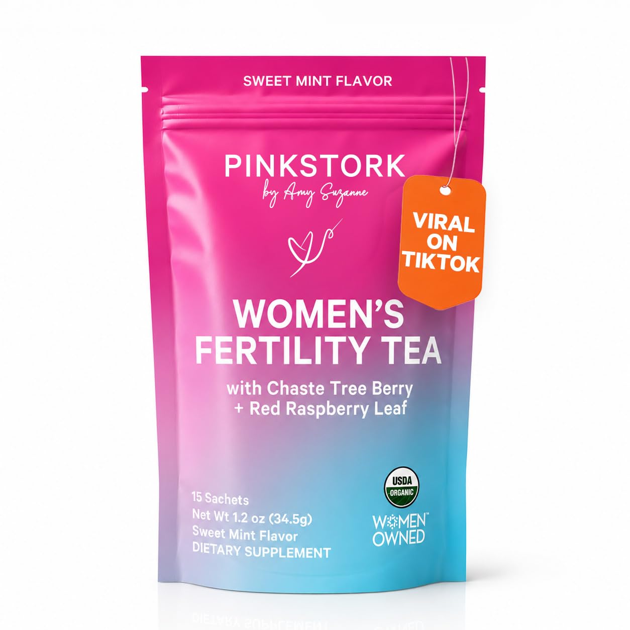 Pink Stork Organic Fertility Tea for Women, Sweet Mint, 15 Sachets