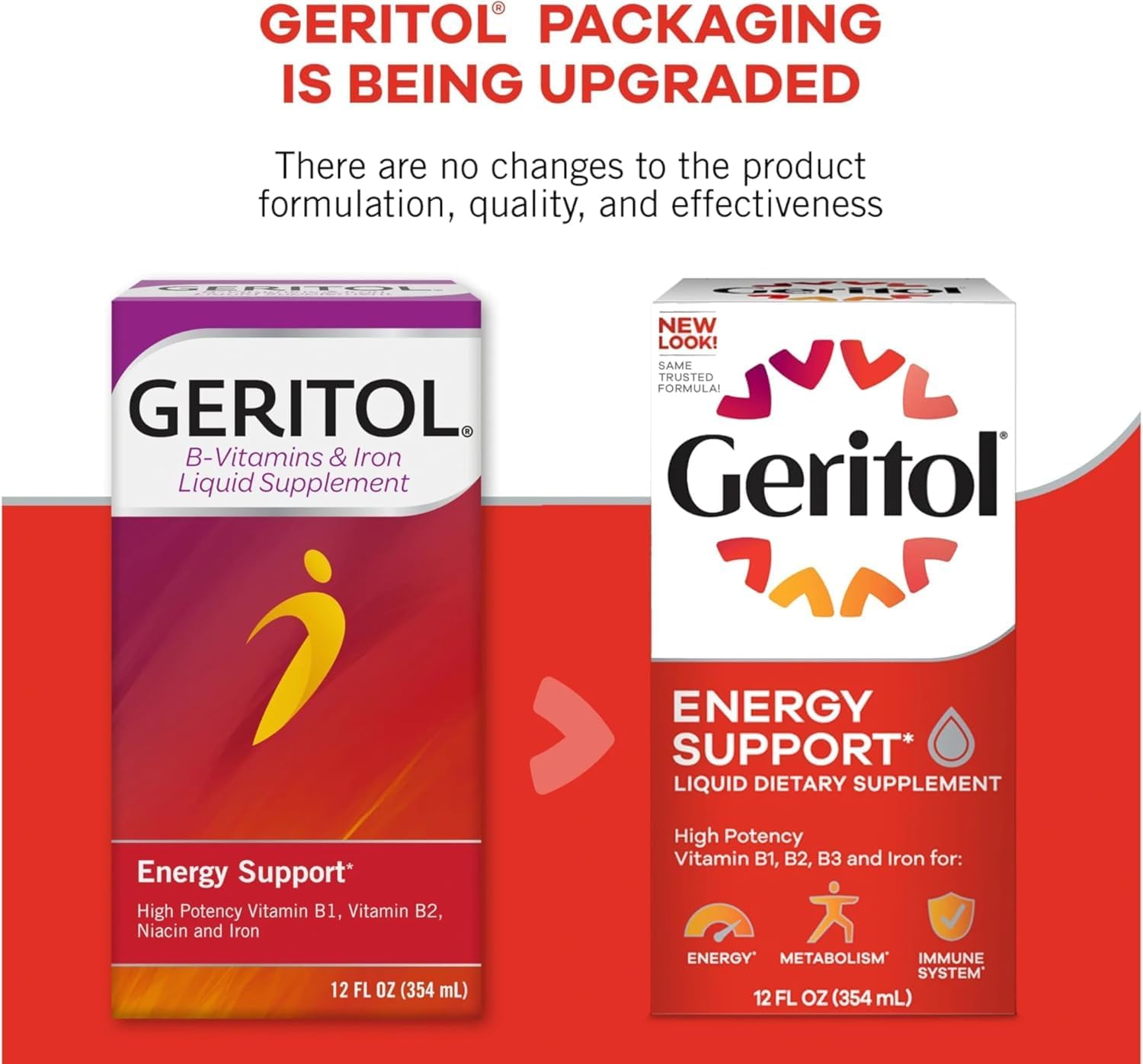 Geritol Liquid B-Vitamin Complex – Energy Support, 355 ml (4-Pack)