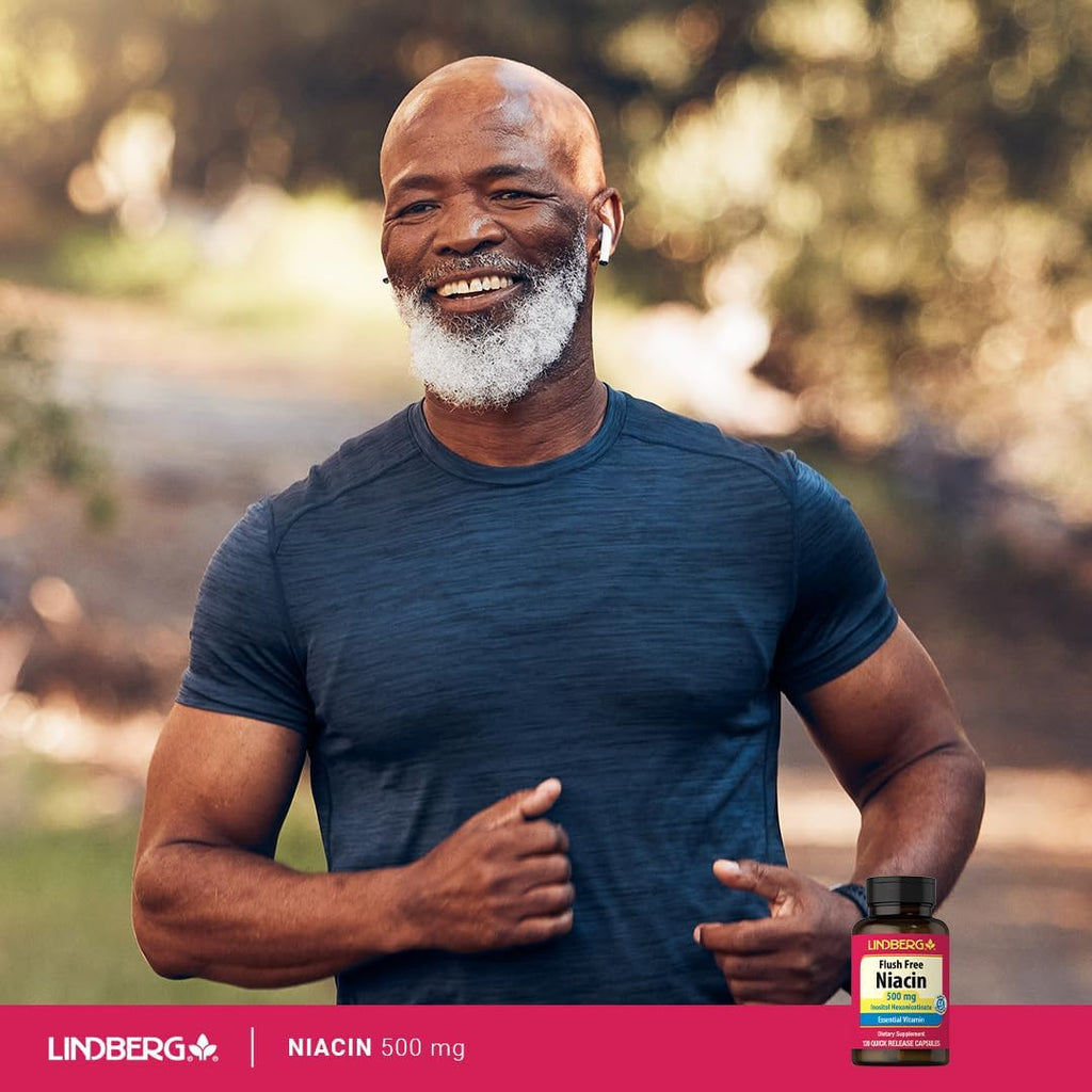 Lindberg Niacina 500mg Sin Enrojecimiento | 120 Cápsulas | Suplemento de Vitamina B3 | Como Hexanicotinato de Inositol | Sin OGM, Sin Gluten
