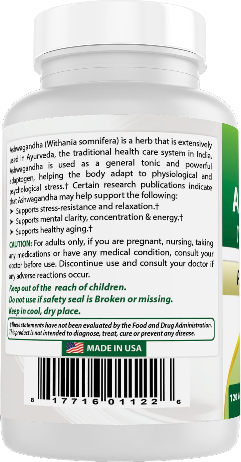 Best Naturals Extracto de Ashwagandha 500 mg - 120 Cápsulas (Pack de 2)