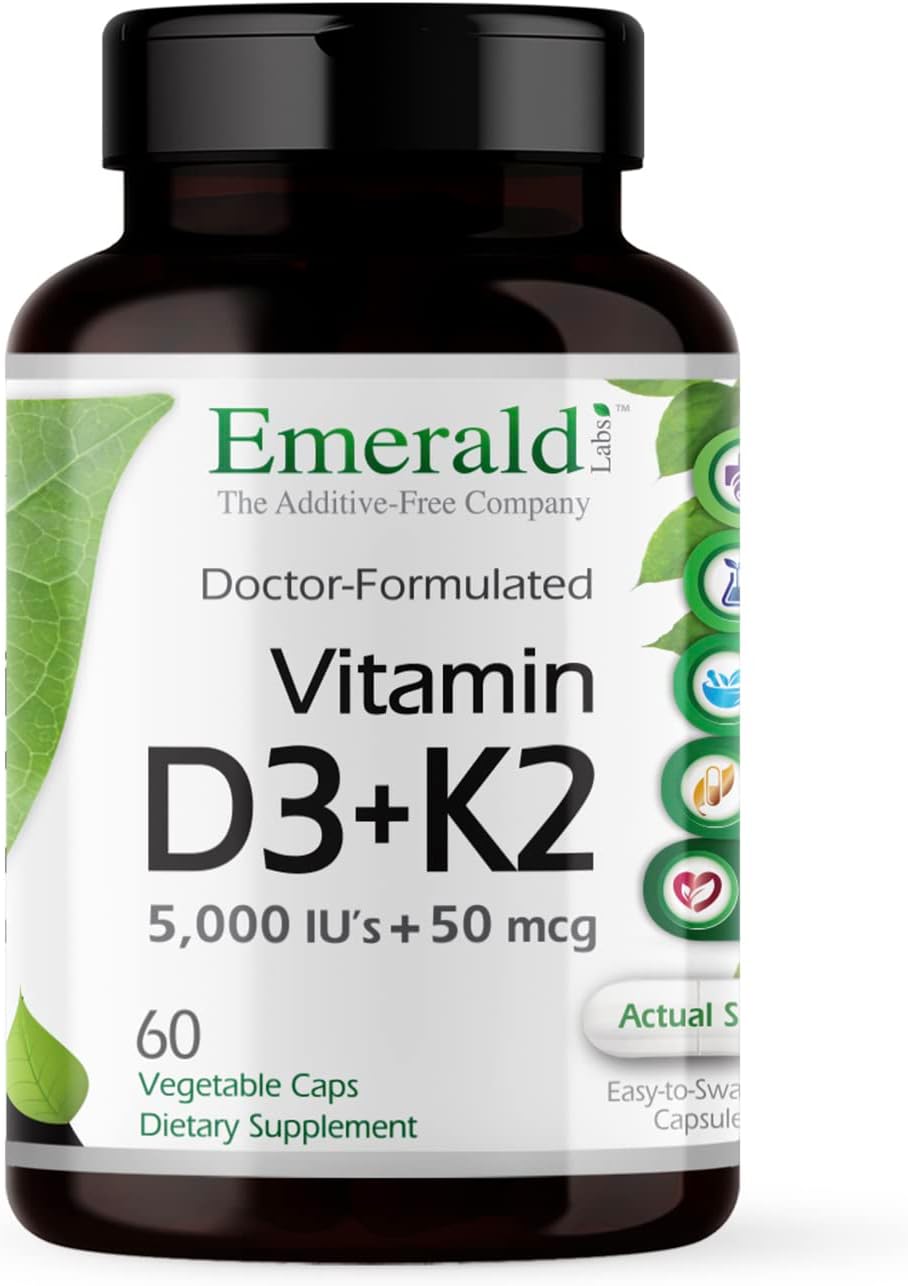 EMERALD LABS Vitamina D3+K2 con VitalDelta MK-7 – 60 Cápsulas Vegetales