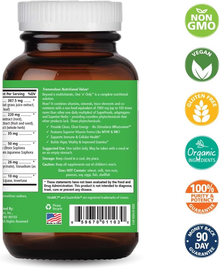 One n Only Multivitamínico Integral de Pure – Digestión eficiente : Las enzimas digestivas incluidas ayudan a – Image 2