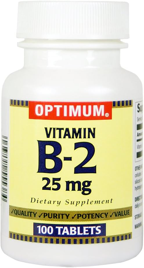 Vitamina B-2 óptima (riboflavina) 25 mg, 100 comprimidos (Paquete de 2)