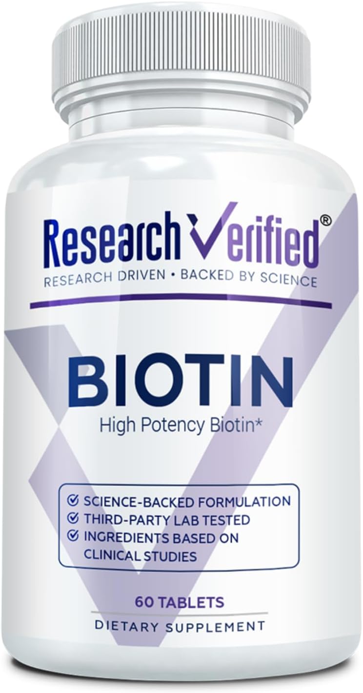 Research Verified Biotin 10000mcg – Pure Extra Strength – 360 Comprimidos Veganos