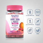 Piping Rock Vitaminas para Cabello, Piel y Uñas - 80 Gominolas - 2500 μg de Biotina - Multivitamínico con Vitamina C y E - Sabor Fruta - Vegano, Sin OGM, Sin Gluten