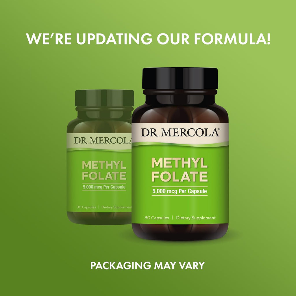 Dr. Mercola Metilfolato - 5 mg - 30 Cápsulas - Complemento Alimenticio con 5-MTHF