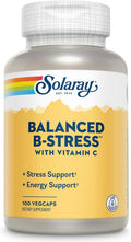 SOLARAY Balanced B Stress con Vitamina C - Complejo B para Energía y Estrés - 100 Cápsulas Veganas