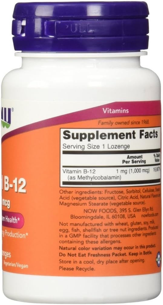 NOW Foods Methyl B-12, 1000mcg, 100 LOZ (Pack of 2)