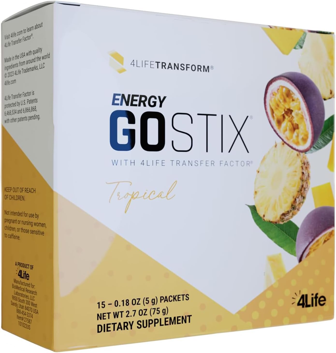 4Life Energy Go Stix Mezcla de bebida de naranja cítrica con aminoácidos, 30 sobres