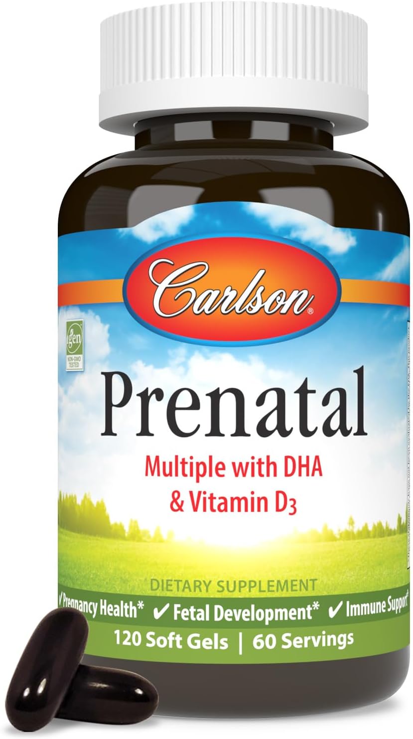 Carlson Labs Multivitamínico Prenatal con DHA, 120 Cápsulas Blandas