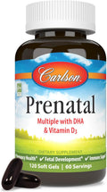 Carlson Labs Multivitamínico Prenatal con DHA, 120 Cápsulas Blandas