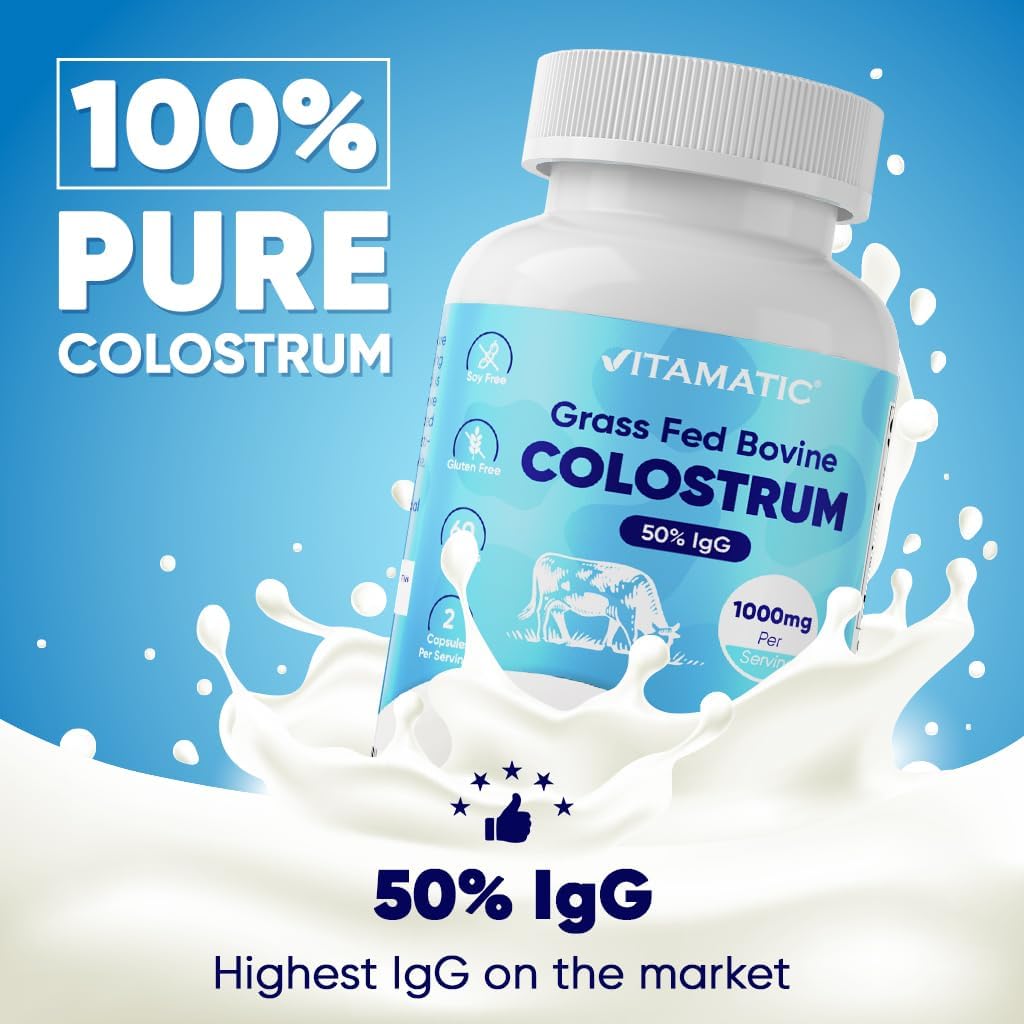 Vitamatic Calostro Bovino 1000 mg - 50% IgG - 120 Cápsulas