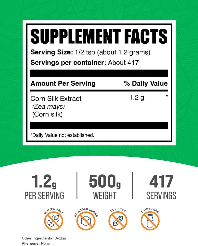 Extracto de Seda de Maíz (Zea mays) en Polvo - 500g - Vegano y Sin Gluten - BulkSupplements