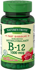Nature's Truth Vitamina B12 1000 mcg Comprimidos de Disolución Rápida Sabor Natural a Bayas, 120 unidades (Pack de 2)