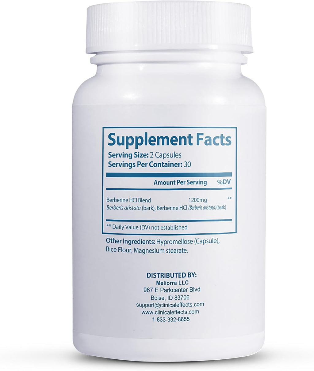 Clinical Effects Berberine HCL 1200 mg - Suplemento Vegano de Berberina Pura - 60 Cápsulas Vegetales