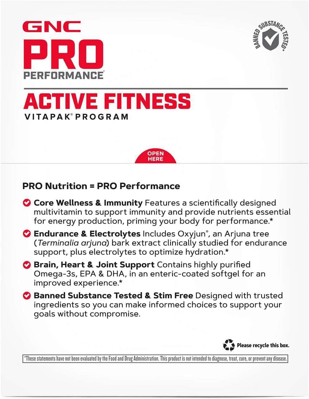 GNC Pro Performance Active Fitness Vitapak Program | 30 Sobres
