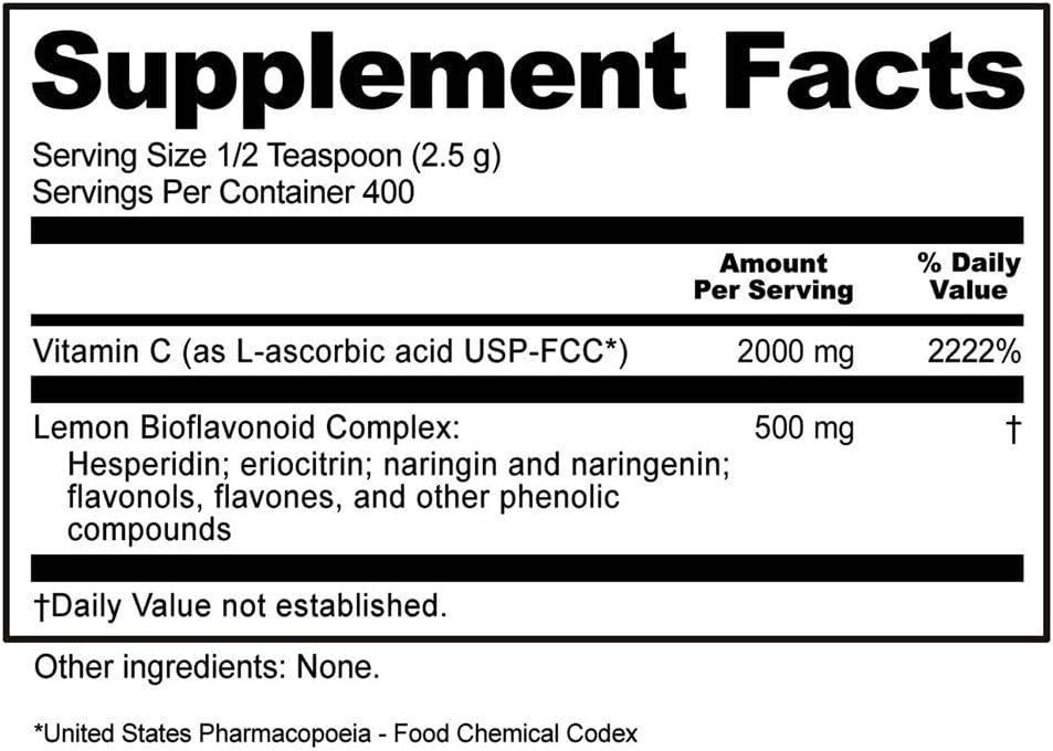 NutriBiotic Ascorbic Acid Powder with Bioflavonoids, 1 kg (2.2 lb)