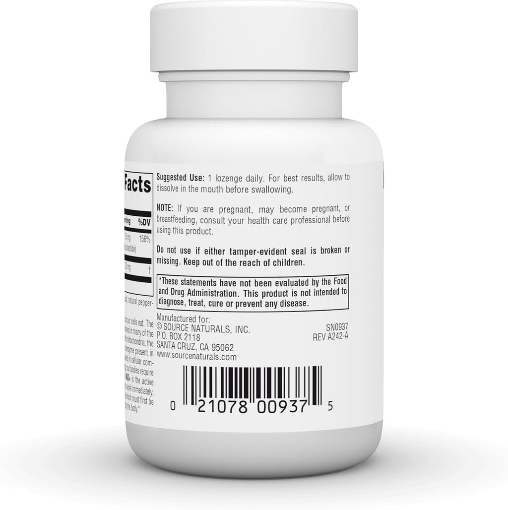 Source Naturals NAD+ Coenzima B-3 25 mg, 60 Pastillas Masticables