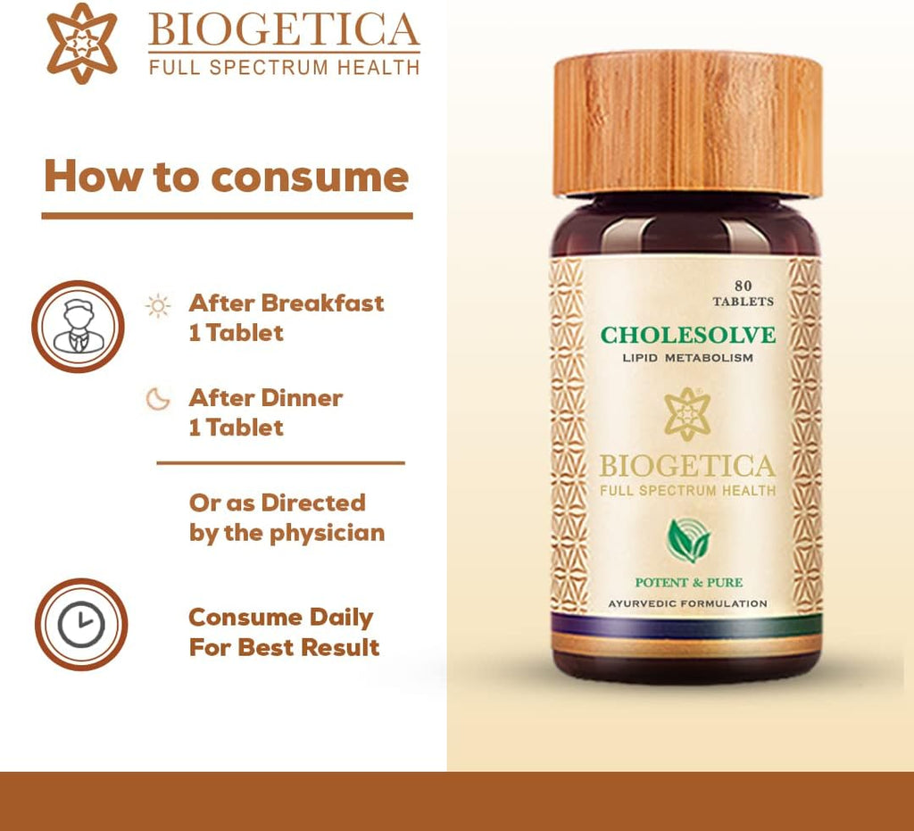 CholeSolve - Suplemento Ayurvédico para Mantener el Colesterol (Lipid Metabosilm Care) - 80 Comprimidos