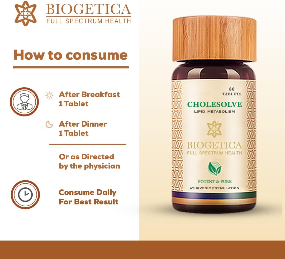 CholeSolve - Suplemento Ayurvédico para Mantener el Colesterol (Lipid Metabosilm Care) - 80 Comprimidos