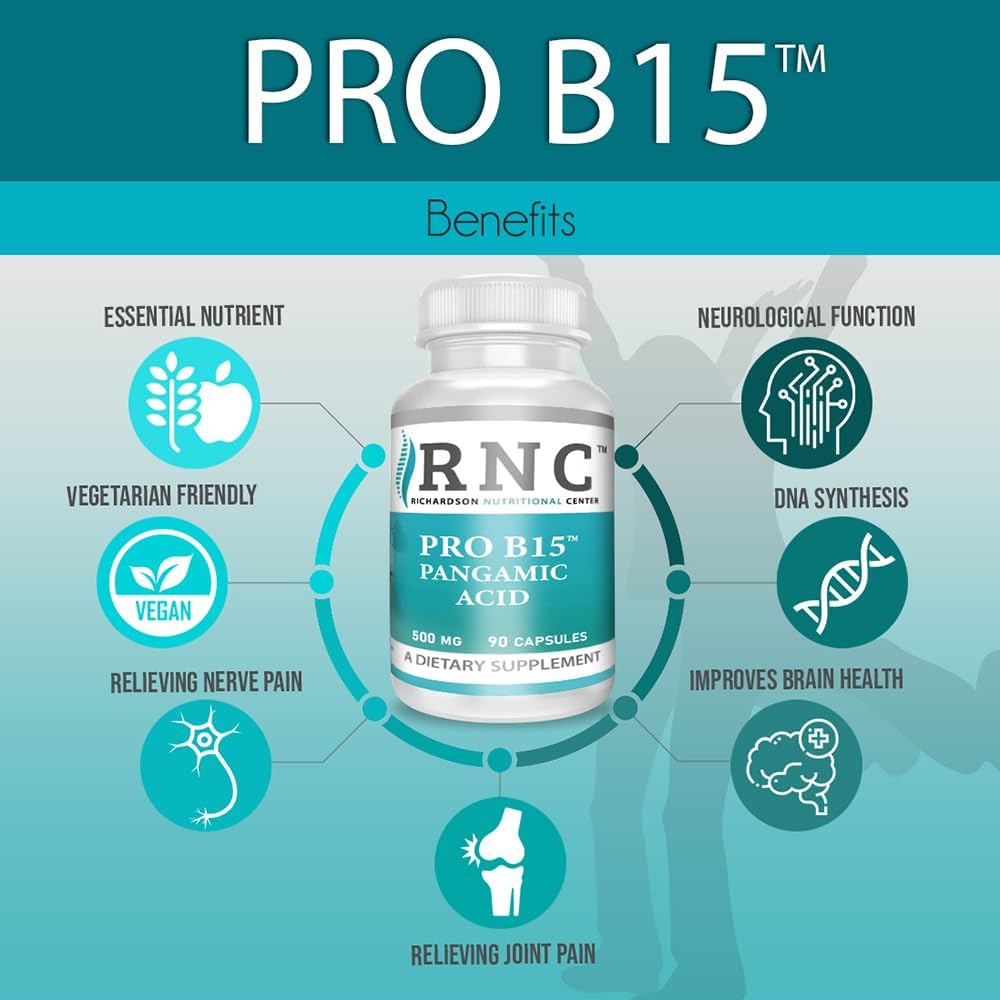 Richardson Nutritional Center B15 Complete Extra Strength - 500mg, 90 Cápsulas - Ácido Pangámico con TMG y DMG