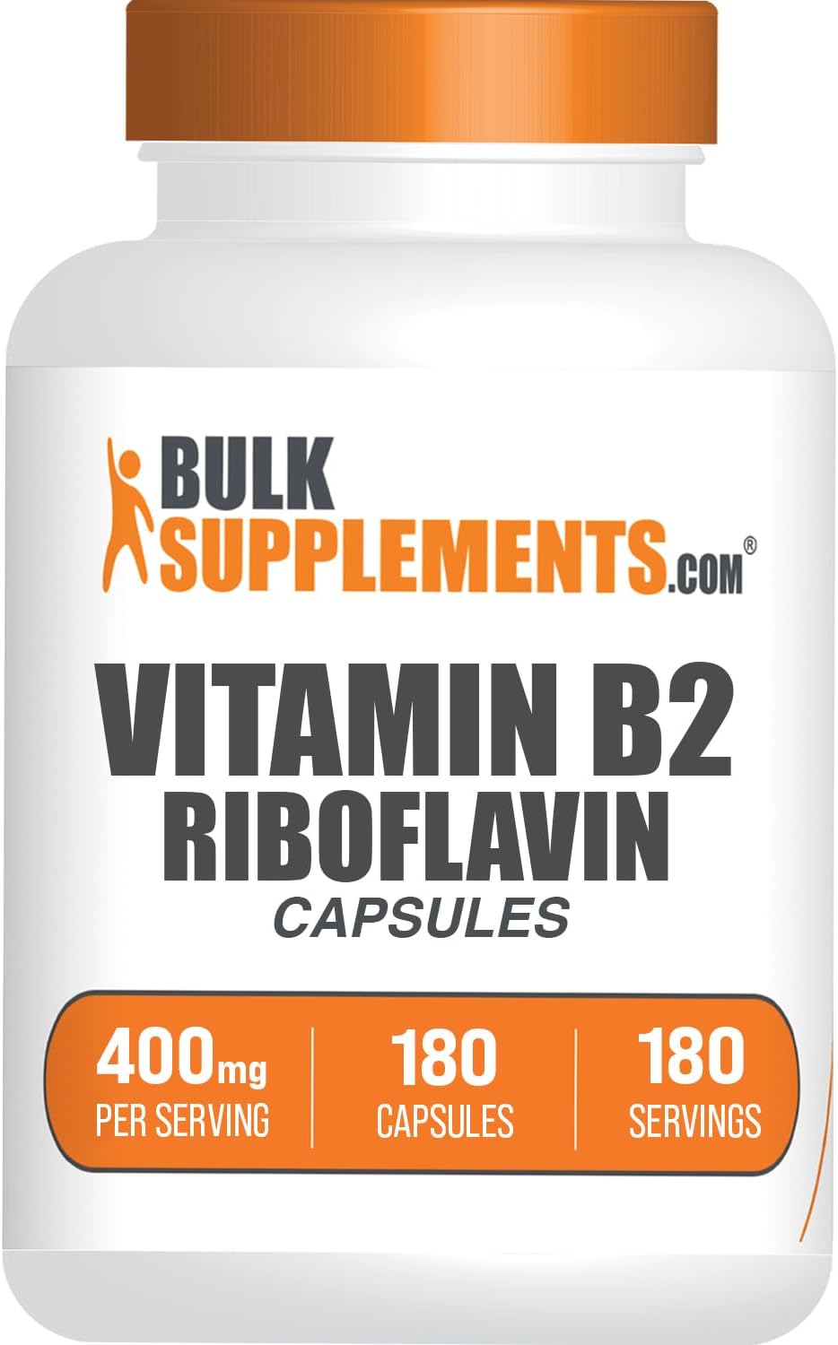 BulkSupplements Riboflavina 400 mg - Vitamina B2 - 180 cápsulas