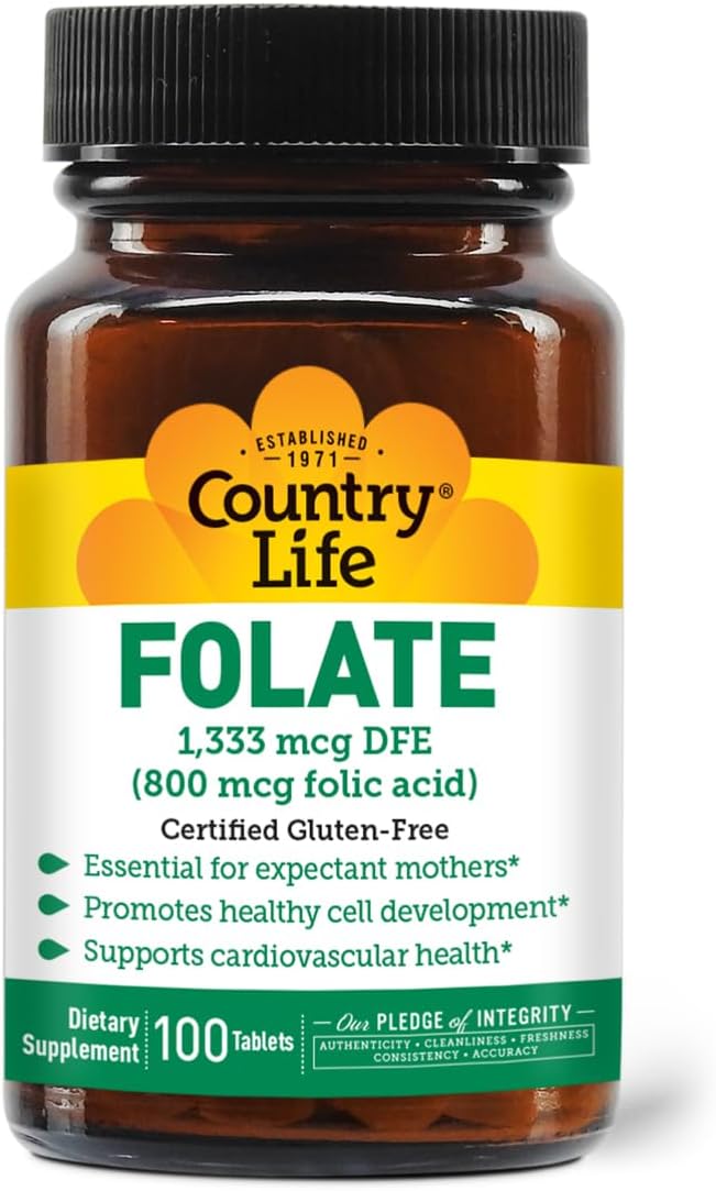 Country Life Folate 800 mcg - 100 Comprimidos