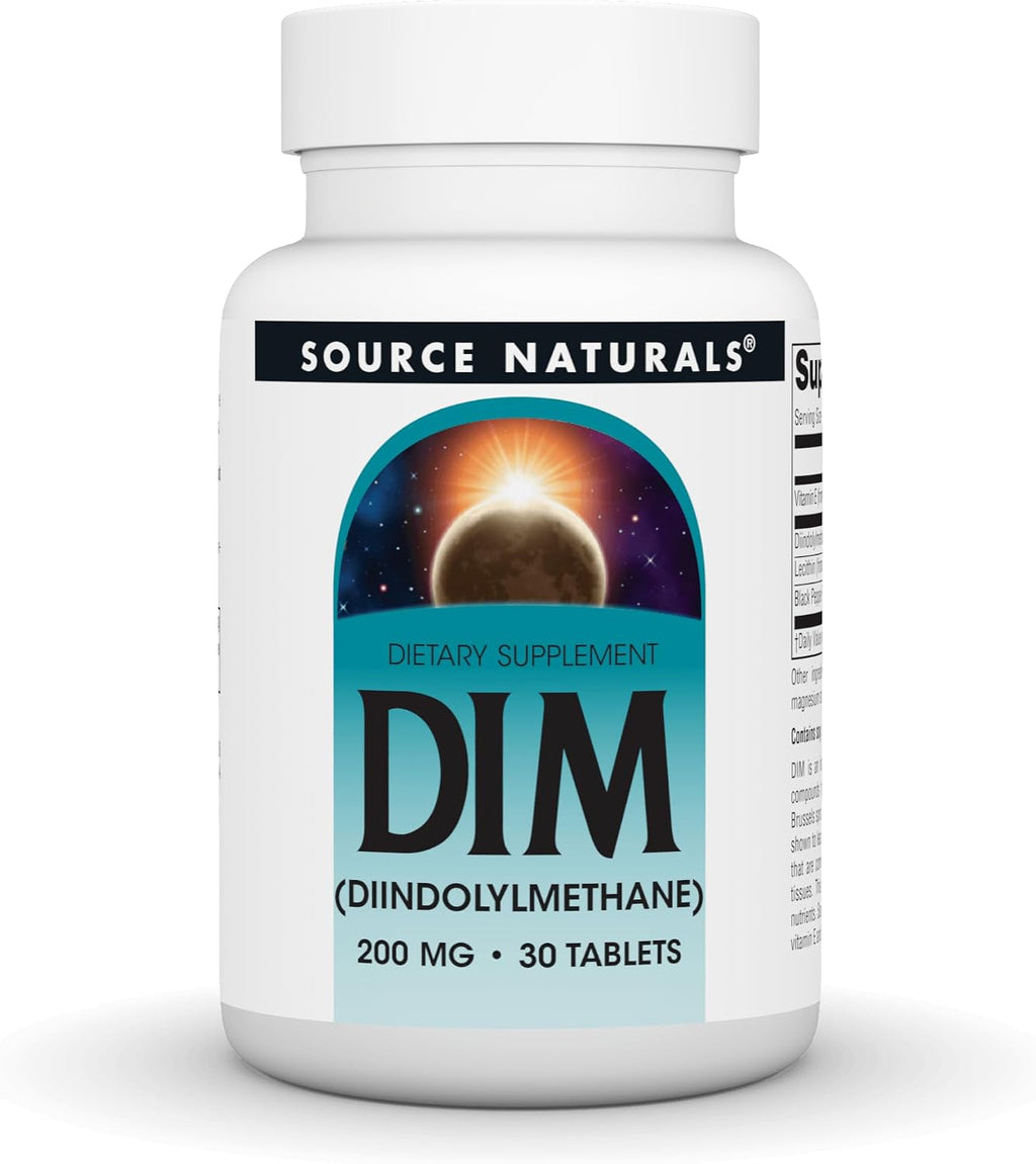 Source Naturals DIM, Diindolylmethane 200mg with BioPerine, Vitamin E & More - 30 Tablets