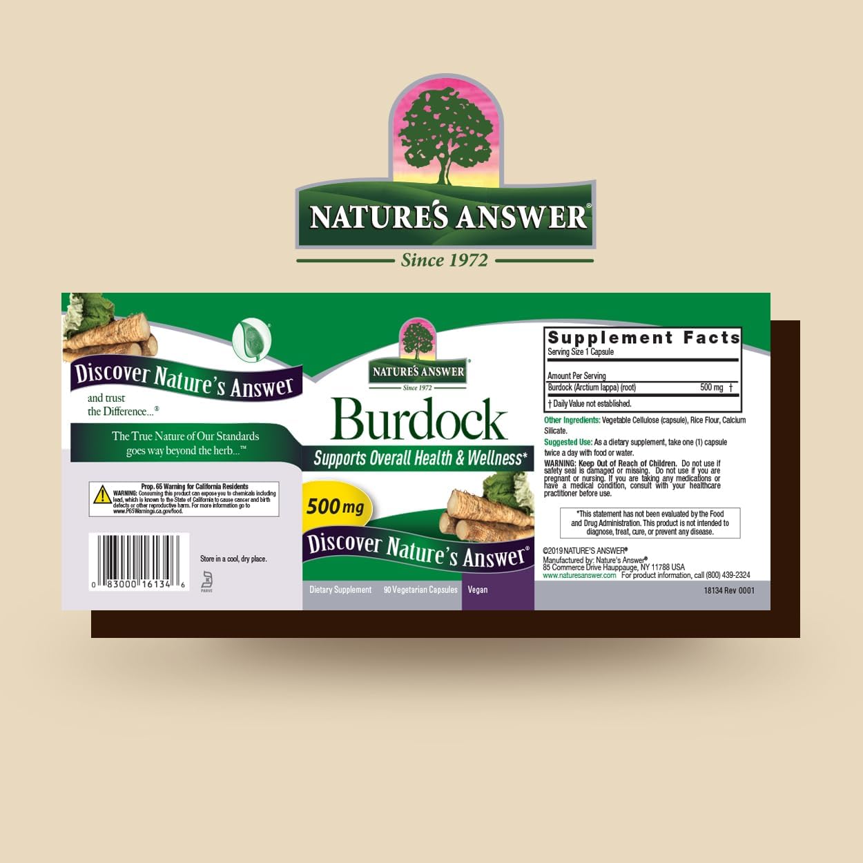 Nature's Answer Burdock Root, 90 Capsules