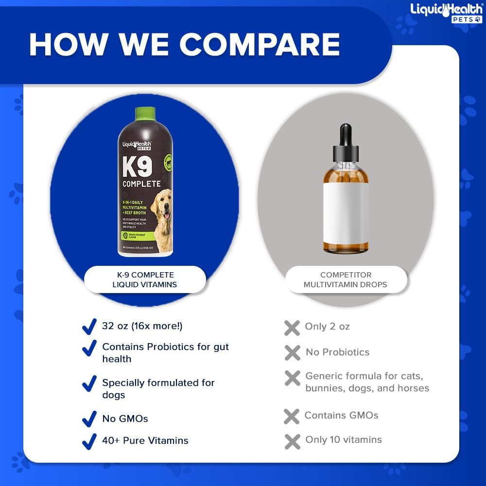 LIQUIDHEALTH K9 Complete Multivitamínico Líquido 8 en 1 para Perros - 946 ml