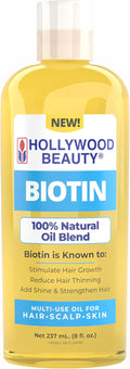 Aceite de Biotina Hollywood Beauty para Cabello, Cuero Cabelludo y Piel (237 ml)