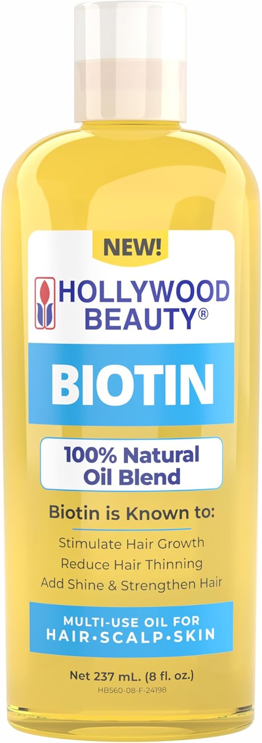Aceite de Biotina Hollywood Beauty para Cabello, Cuero Cabelludo y Piel (237 ml)