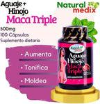 Natural medix Aguaje Hinojo Maca Triple (Maca Root Supplement) Premium 100 Cápsulas