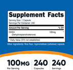 Nutricost DHEA 100mg, 240 Cápsulas - Sin Gluten, Sin Soja, No GMO