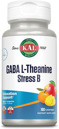 Pastillas KAL GABA L-Teanina Estrés B - Suplemento de Vitaminas B con GABA y L-Teanina - Sabor Natural a Mango y Mandarina - Vegano - 100 Pastillas