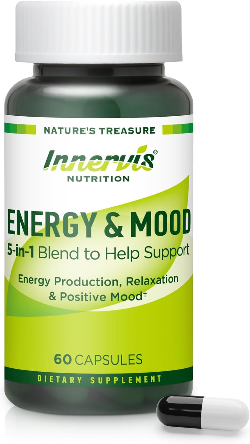 Energía Natural Sin Cafeína con Ashwagandha, Maca y Magnesio - 60 Cápsulas - Innervis Nutrition
