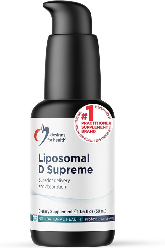 Liposomal D Supreme de Designs for Health - Vitamina D3 2500 UI + K1 y K2 (MK-4, MK-7) - Fórmula Liposomal - 100 Servicios (50 ml)
