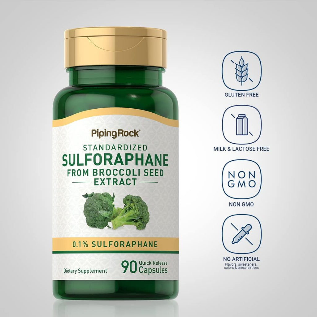 Piping Rock Sulforafano 400 mcg, 90 Cápsulas - Extracto de Semilla de Brócoli