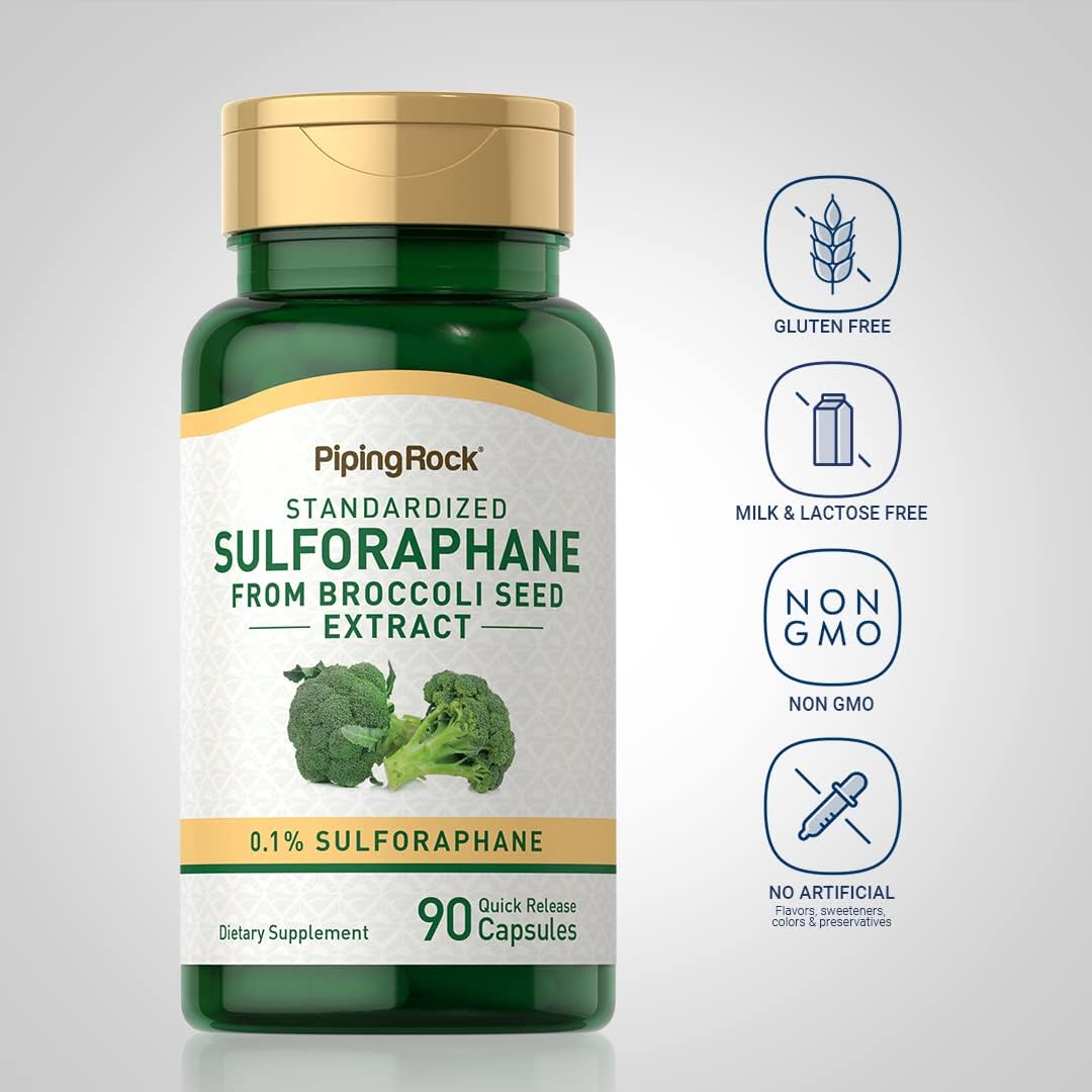 Piping Rock Sulforafano 400 mcg, 90 Cápsulas - Extracto de Semilla de Brócoli