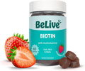 BeLive Biotin Gummies con Multivitaminas, Folato, Inositol – Vegano, con Pectina – Sabor Fresa
