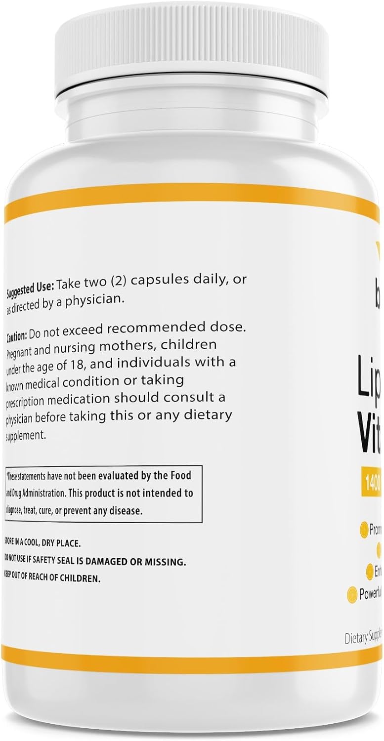 Vitamina C Liposomal, 1400 mg por dosis, 180 cápsulas