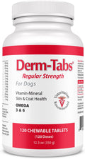 Derm Tabs Regular Strength para Perros - Apoyo para la Piel y el Pelaje - 120 Comprimidos Masticables