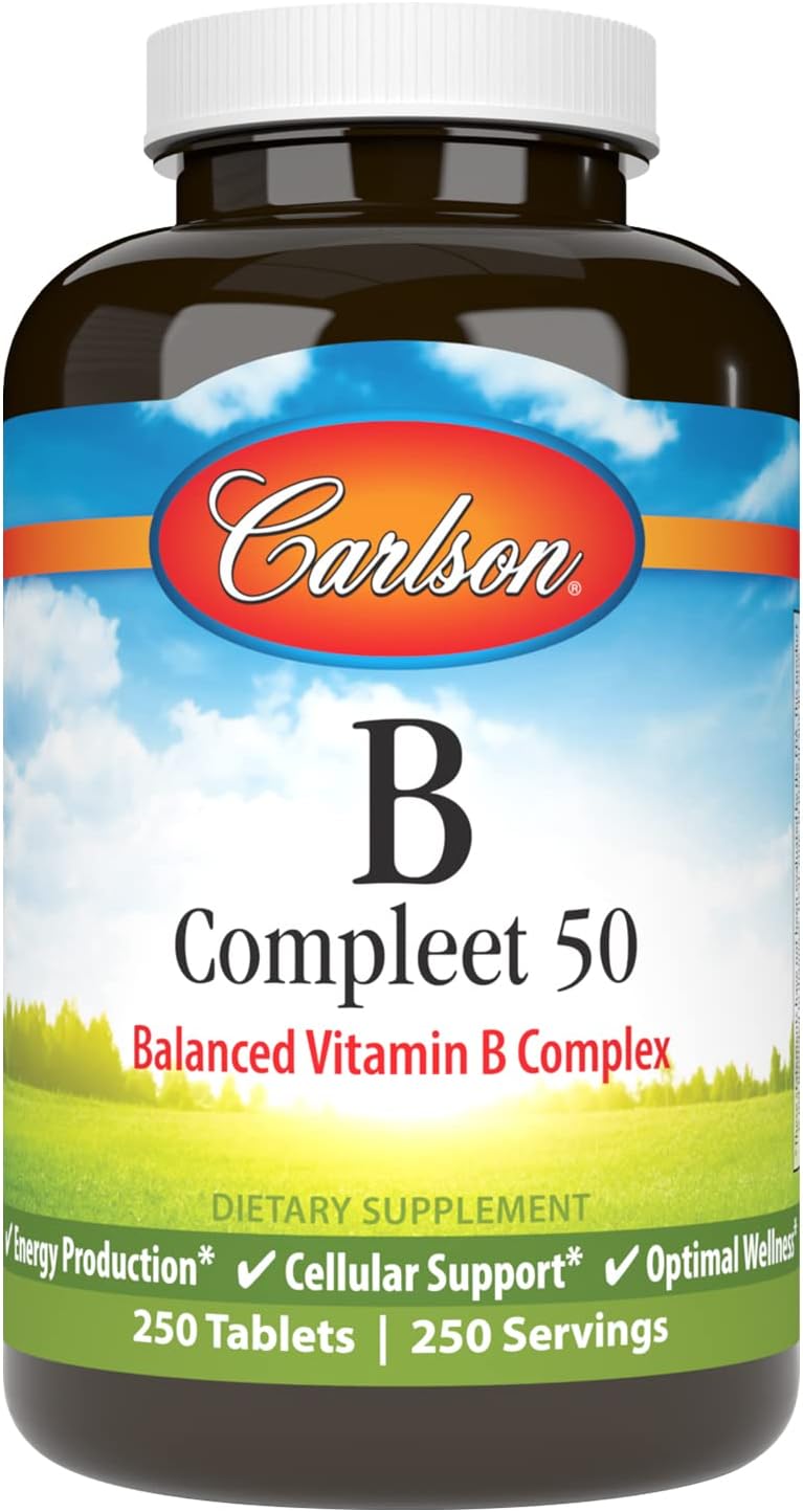 Carlson - B-Compleet 50, Balanced B Complex, 250 Tablets