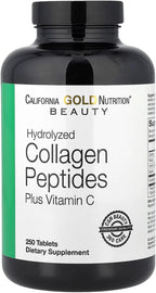 California Gold Nutrition, Péptidos de Colágeno Hidrolizado Tipo I y III con Vitamina C, 250 Comprimidos
