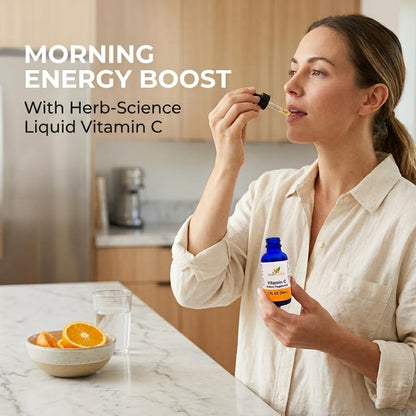 Herb-Science Vitamina C Líquida – Ácido Ascórbico Prensado en Frío, Gotas Sublinguales, Vegano, Sin Alcohol – Image 9