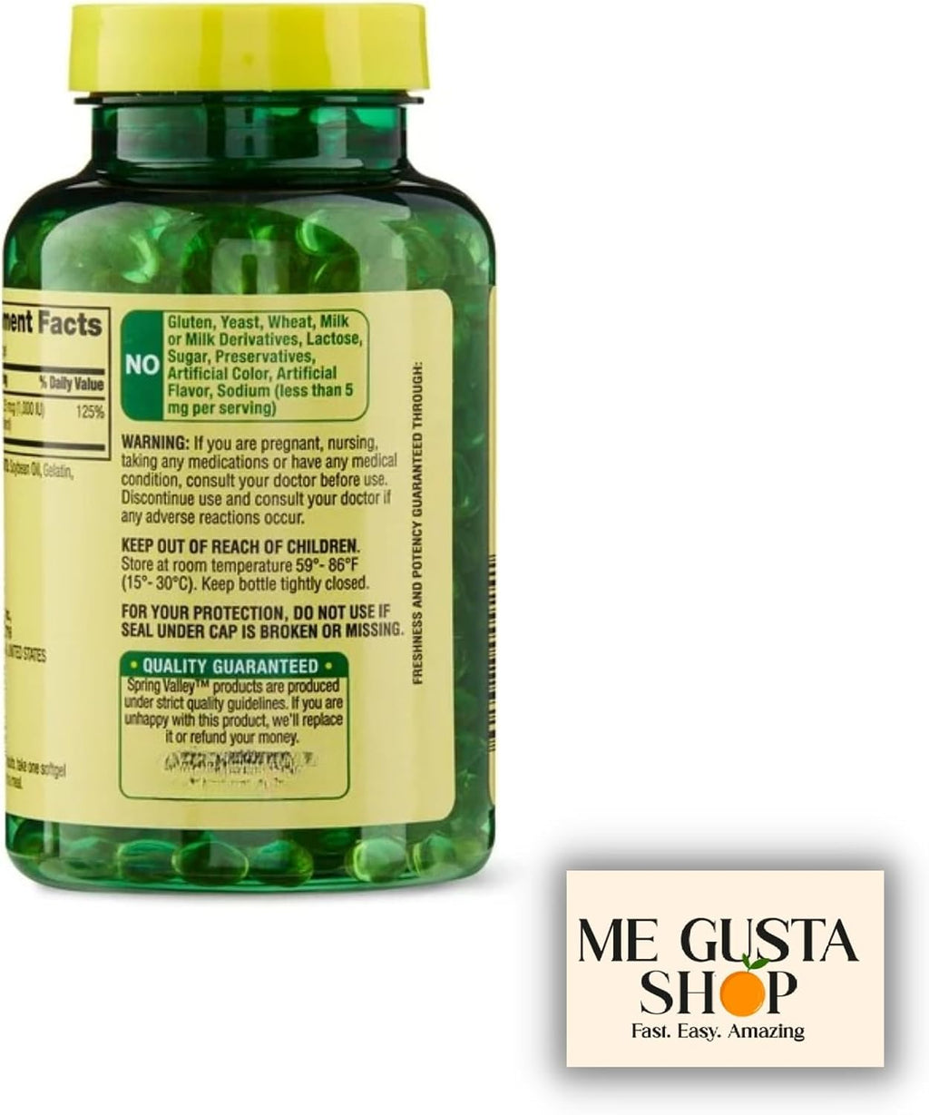 Vitamina D3 1000 UI, 450 Cápsulas Blandas + Pastillero - Spring Valley